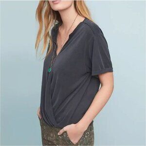 Anthropologie Saturday Sunday Gray Clarissa Wrap Top, Small